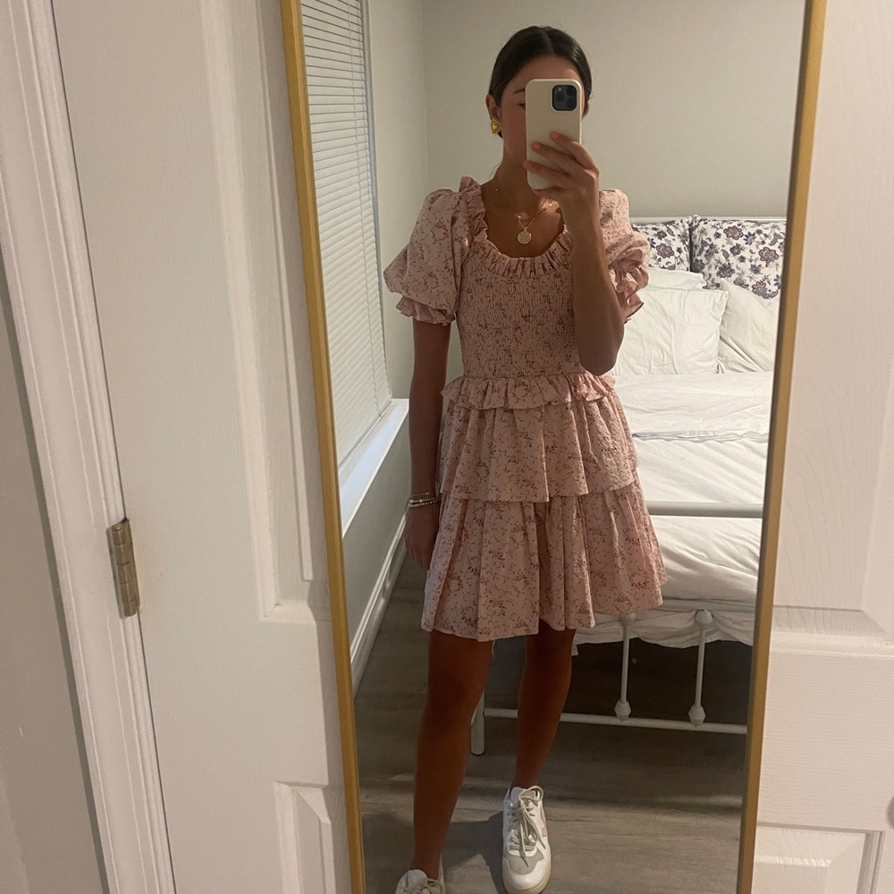 Tuckernuck Hyacinth House Pink Floral Smocked Marie Mini Dress